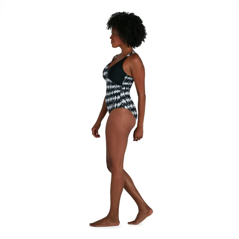 Speedo Women's Lexi Printed Shaping 1 Piece - Black/White-2